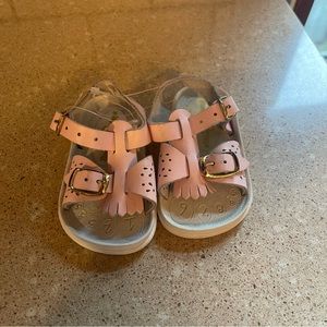 Vintage Pink Baby Girl Leather Sandals Size 2